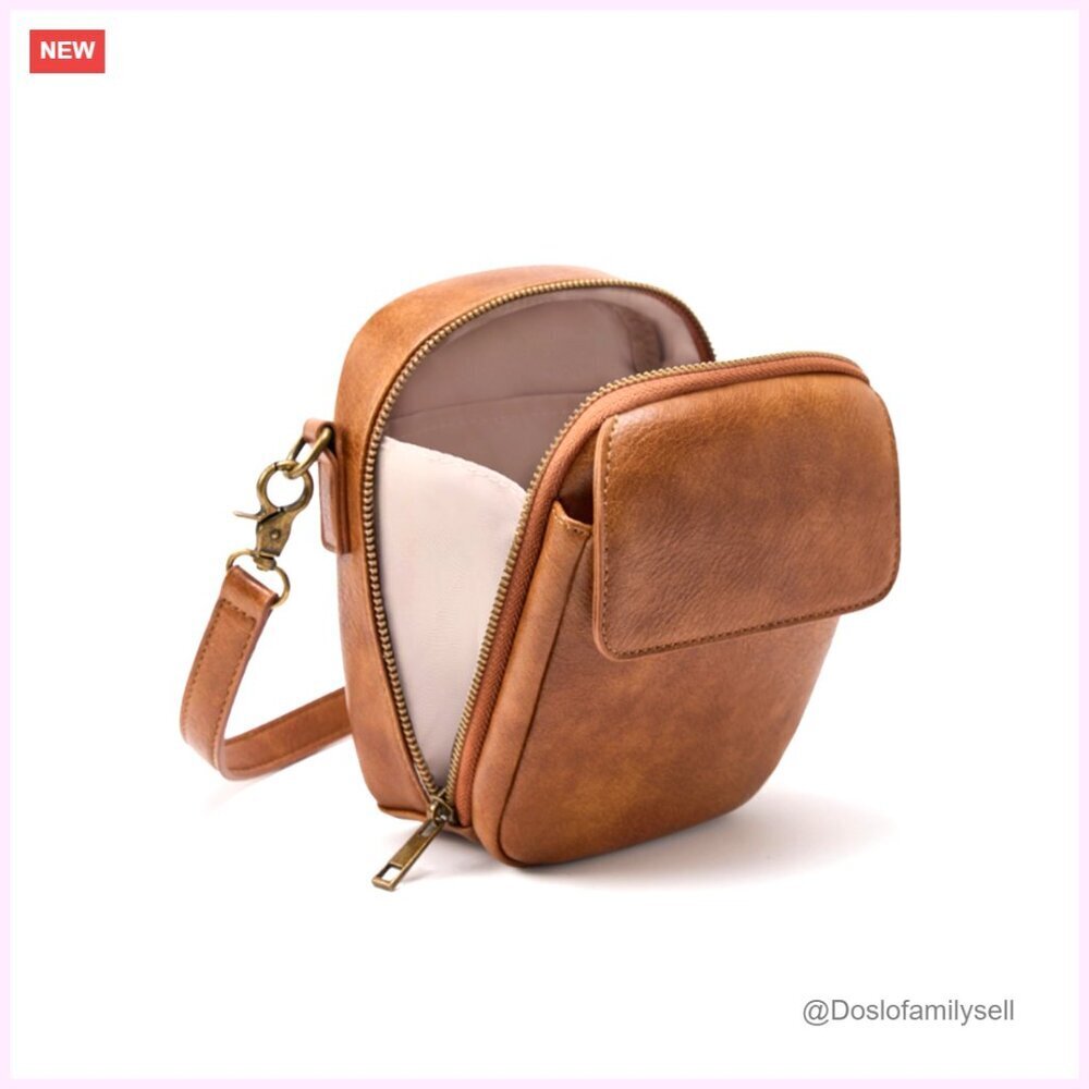 Small Vegan Leather Crossbody Bag with RFID Protection, Adjustable Strap